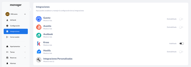 Integraciones en Manager